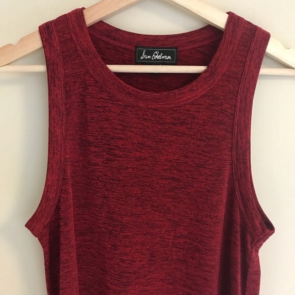 Sam Edelman Isla Marled Cross Back Tank Top Red - Picture 5 of 8